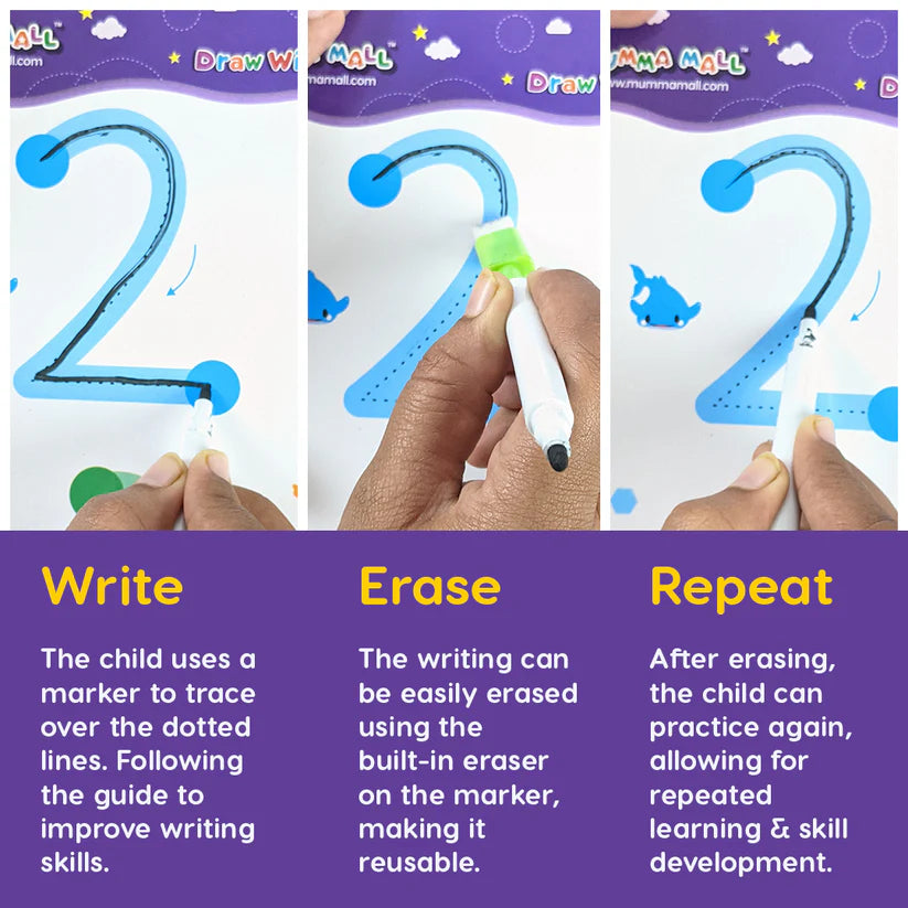 68 Pages Reusable Tracing Line book to improve HAND WRITING For 2+ Years kids + (FREE Learning 2000+ pages PDF worksheet for kids📚 )
